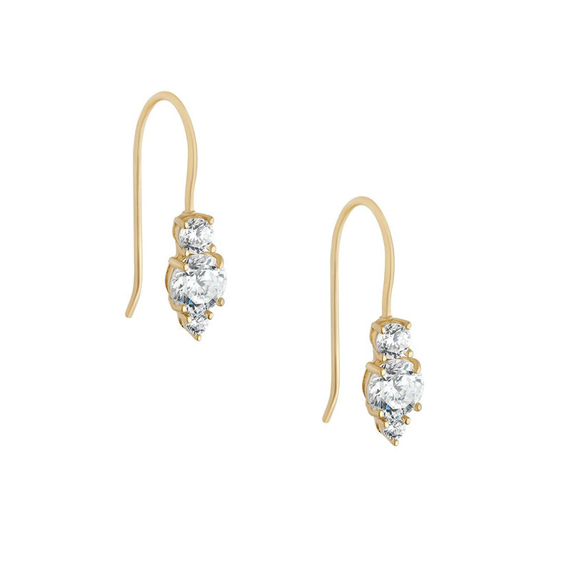 Graduated CZ Drop Hook Earrings