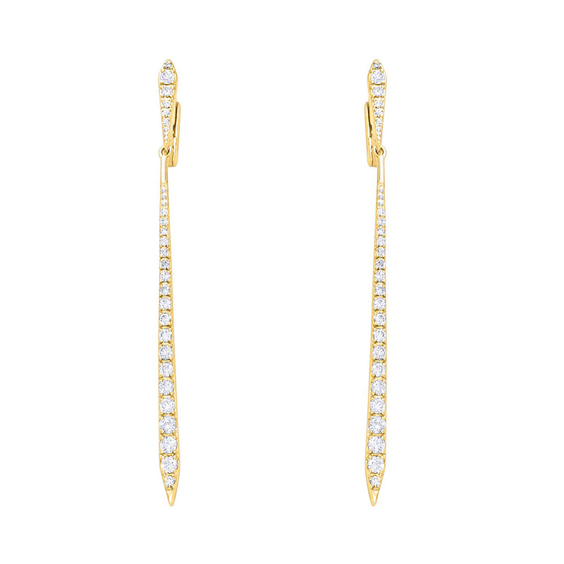 Diamond Hoop & Bar Drop Earrings