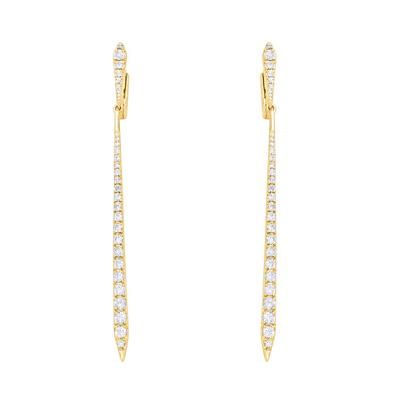 Diamond Hoop &amp; Bar Drop Earrings