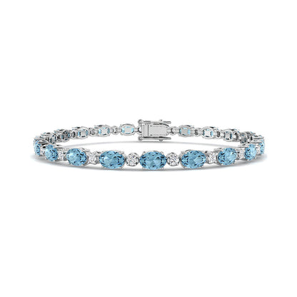 Oval Aquamarine &amp; Round Diamond Bracelet