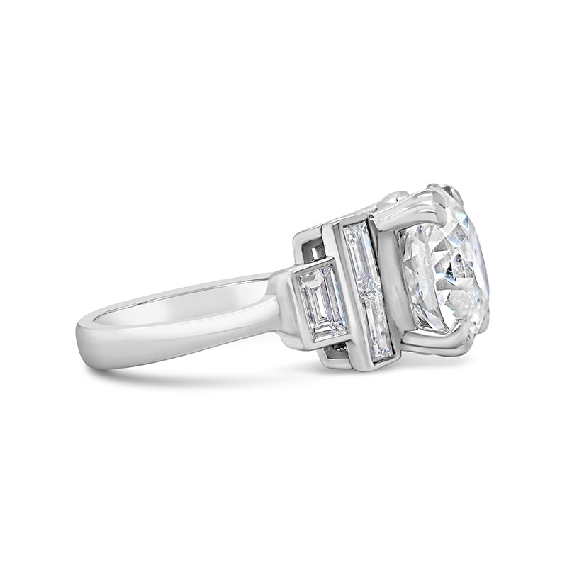 Round &amp; Baguette Cut Diamond Seven Stone Ring 4.03cr