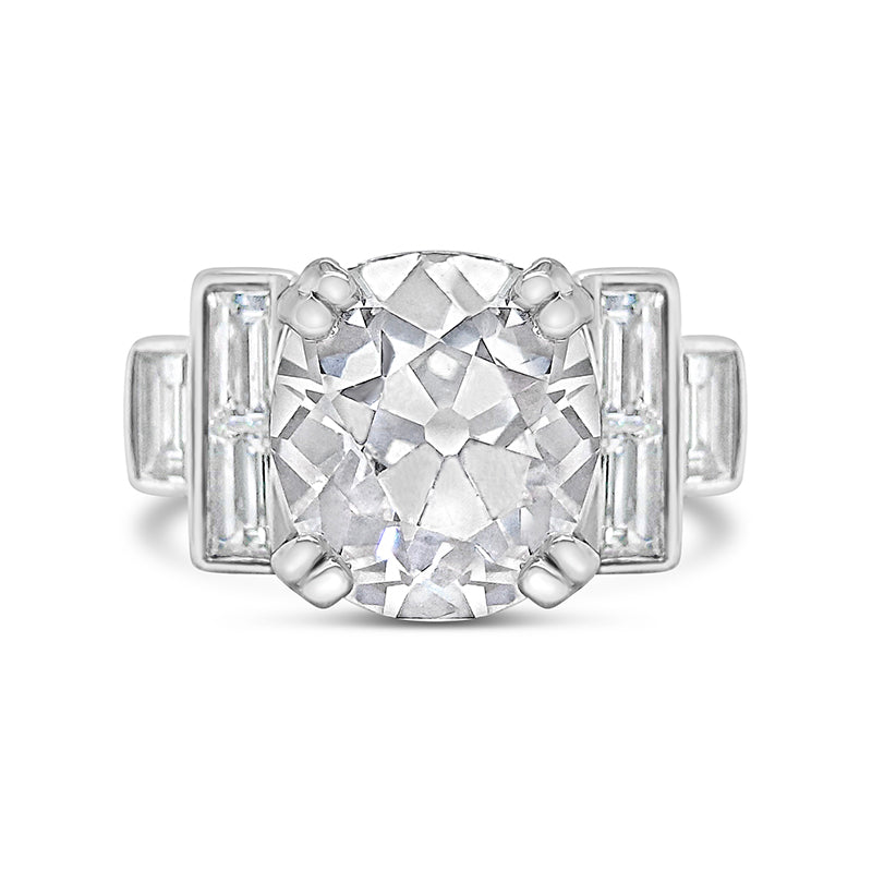Round &amp; Baguette Cut Diamond Seven Stone Ring 4.03cr
