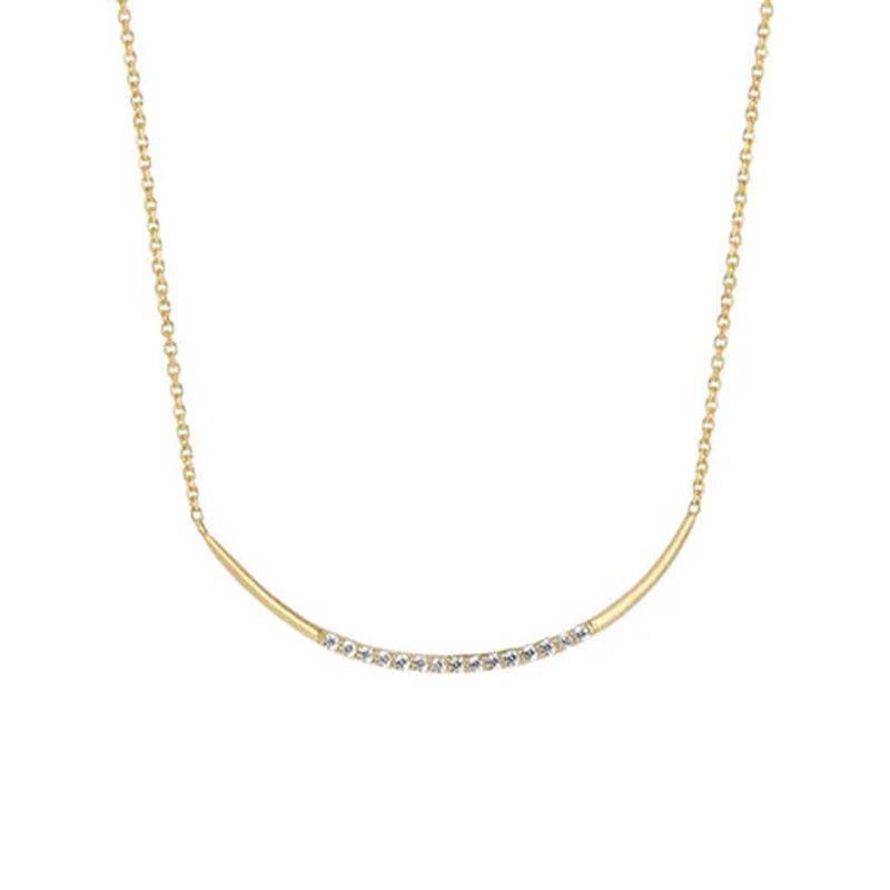 White Stone Curved Bar Necklace