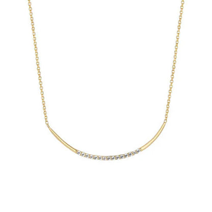 White Stone Curved Bar Necklace