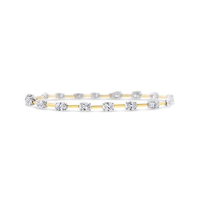 Oval Multi Station Diamond Bar Link Bracelet 5.10ct