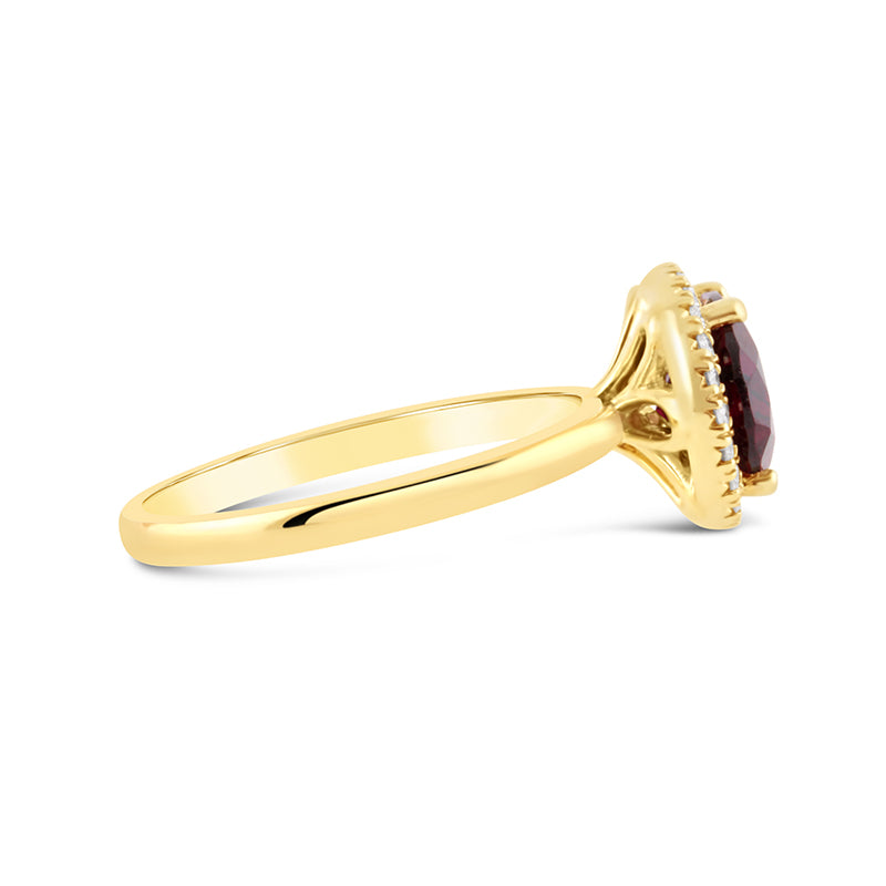 Oval Garnet &amp; Diamond Halo Ring