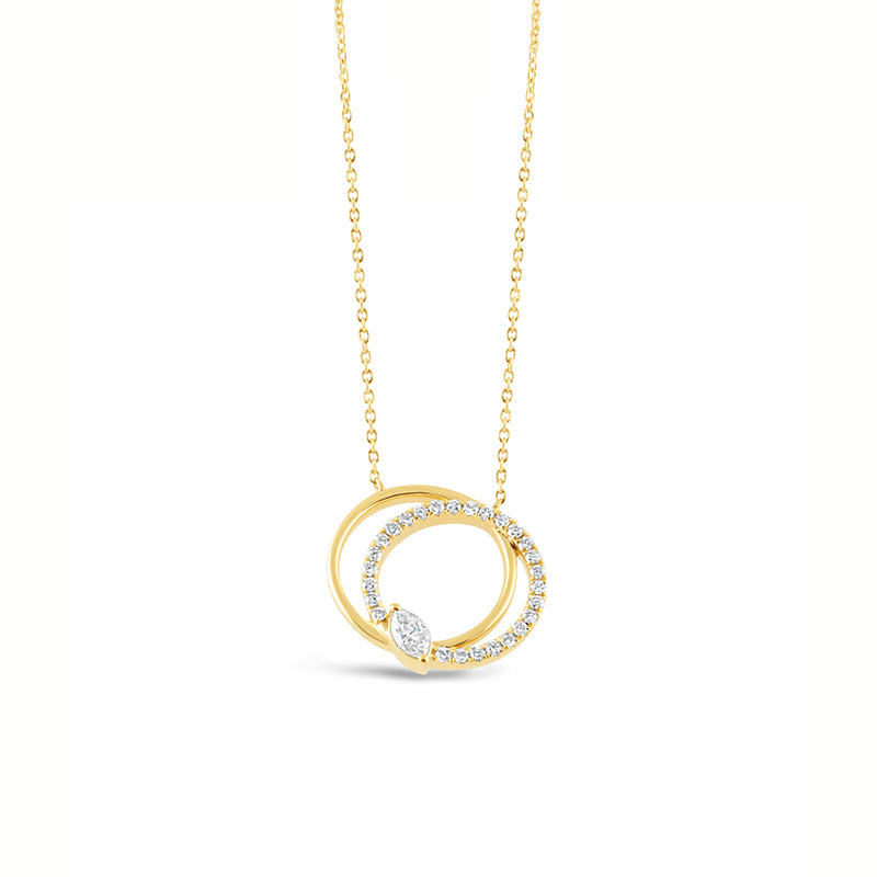 Open Interlocking Circle Diamond Encrusted Pendant