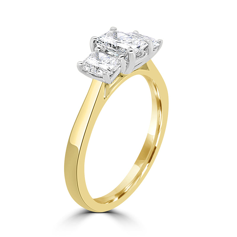 Radiant Three Stone Diamond Engagement Ring 2.02ct