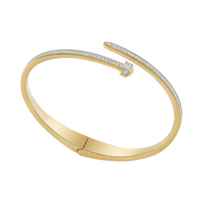 Nail Bangle - Gold &amp; CZ