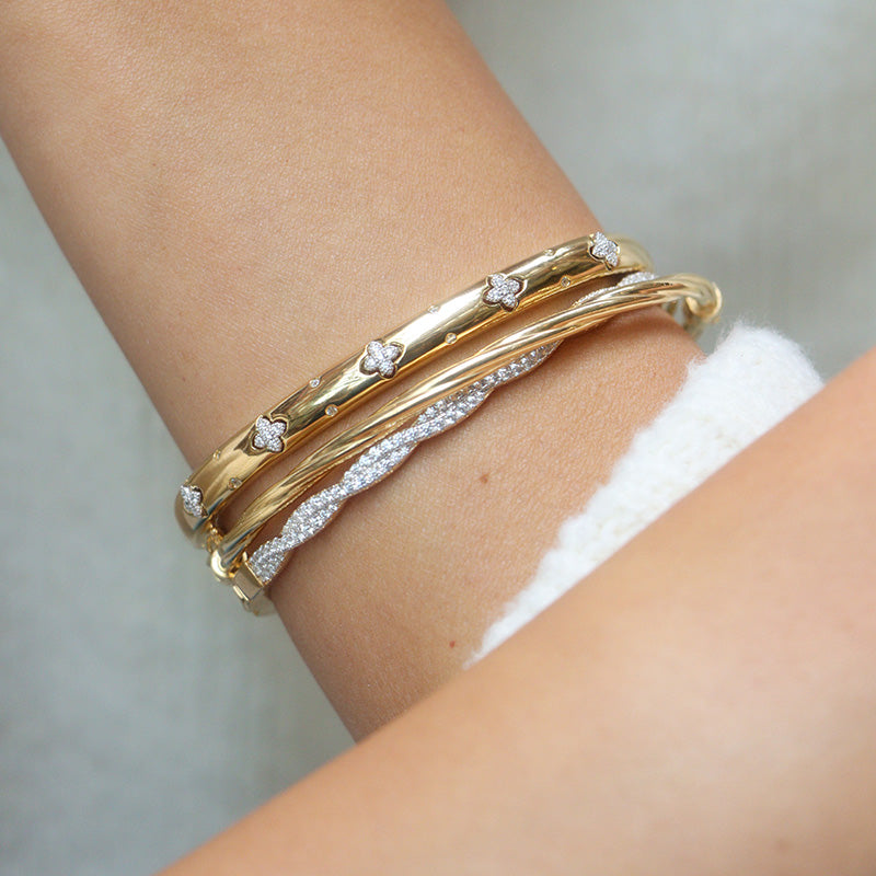 Twisted Bangle - Gold &amp; CZ