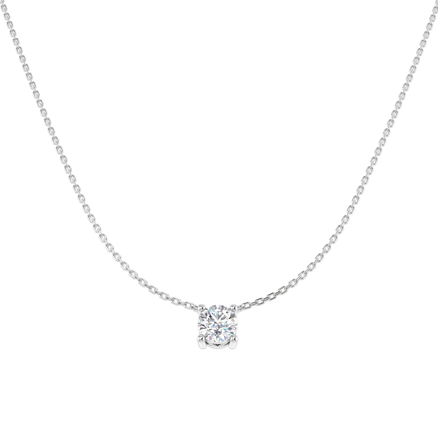 White Gold Round Brilliant Cut Diamond Pendant 1ct