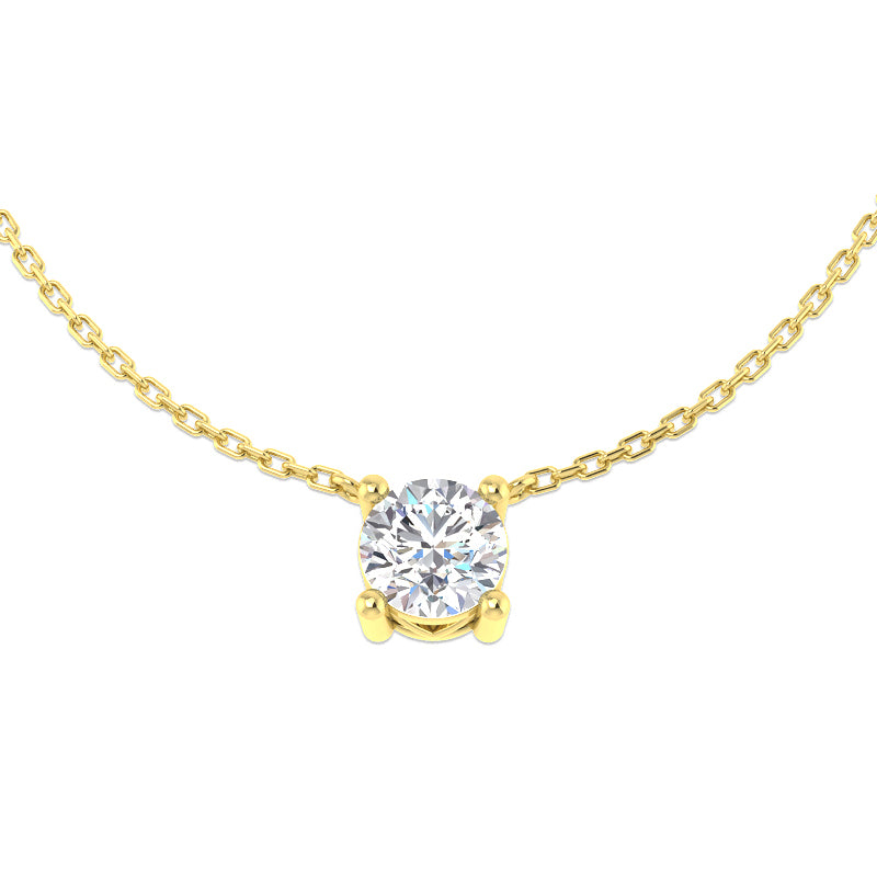 Yellow Gold Round Brilliant Cut Diamond Pendant 1ct