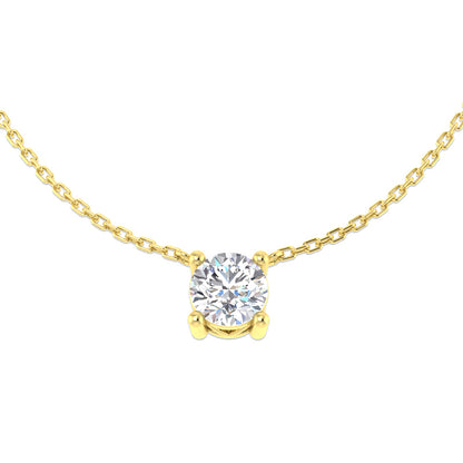Yellow Gold Round Brilliant Cut Diamond Pendant 1ct