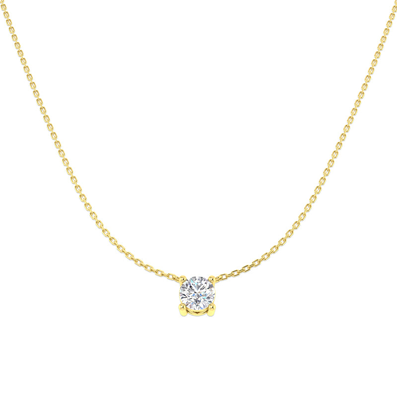 Yellow Gold Round Brilliant Cut Diamond Pendant 1ct