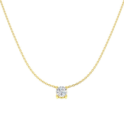 Yellow Gold Round Brilliant Cut Diamond Pendant 1ct