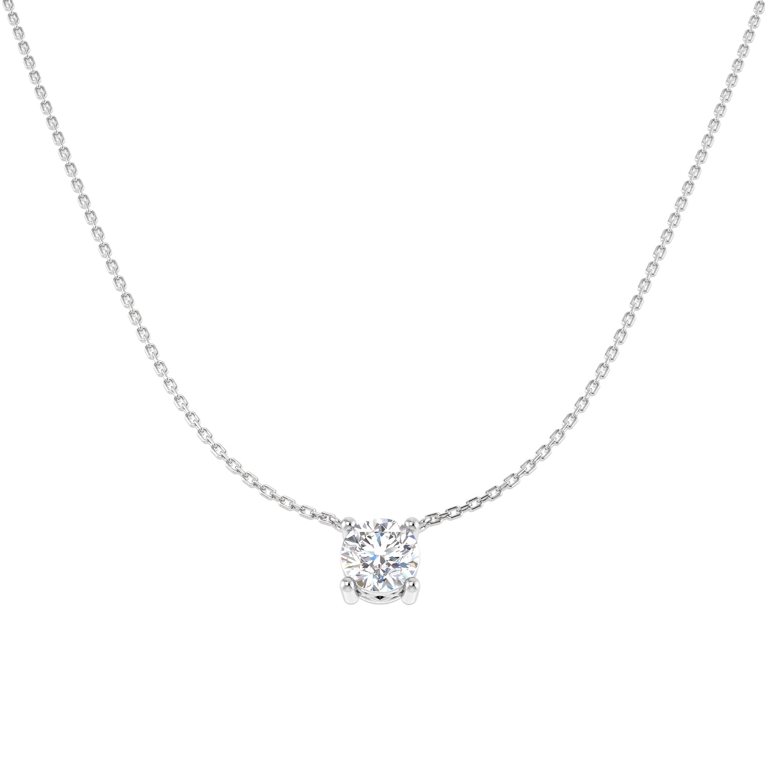 White Gold Round Brilliant Cut Diamond Pendant 1.51ct