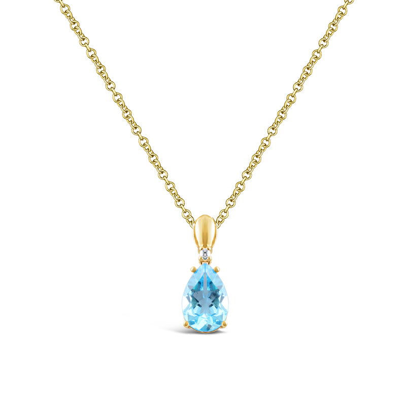 Blue Topaz &amp; Diamond Pendant