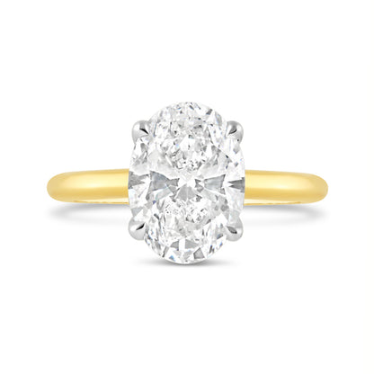 Oval Solitaire Hidden Halo Engagement Ring 1.66ct