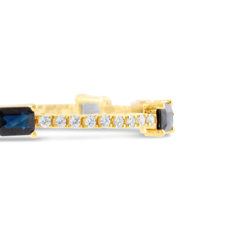 Emerald Cut Sapphire &amp; Diamond Tennis Bracelet