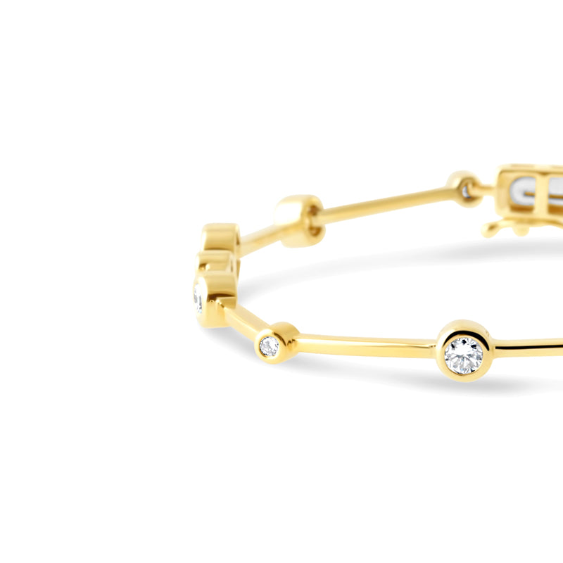 Bezel Set Round Brilliant Diamond Bar Bracelet 1.41ct