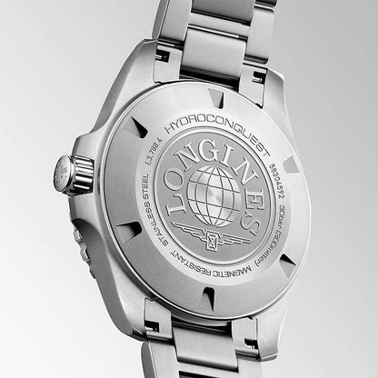 HydroConquest Black Dial &amp; Bezel Steel Bracelet Watch L37884566 42mm