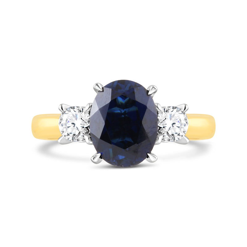 Oval Sapphire &amp; Diamond Three Stone Ring 2.52ct