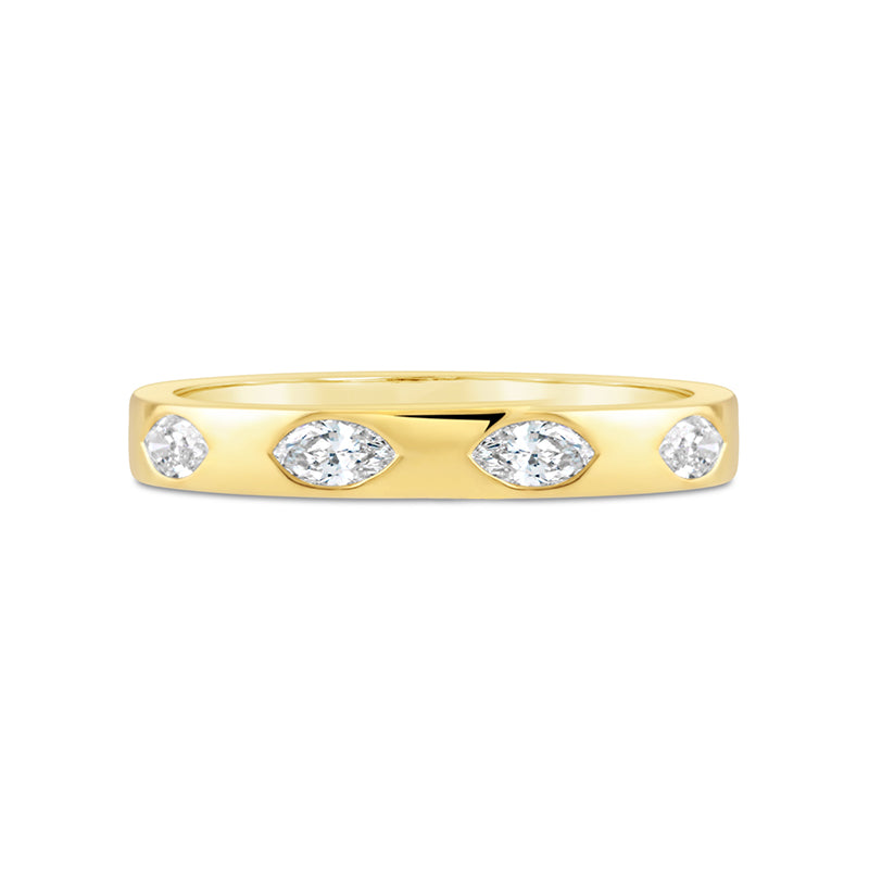 Marquise Bezel Set 4 Stone Diamond Ring 0.40ct
