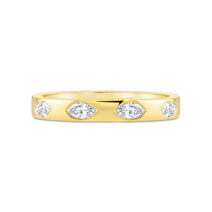 Marquise Bezel Set 4 Stone Diamond Ring 0.40ct