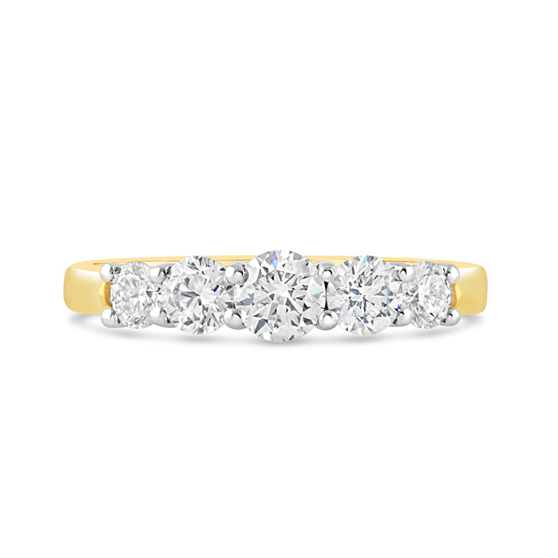 Round Brilliant Cut Five Stone Diamond Ring 0.84ct