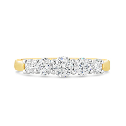 Round Brilliant Cut Five Stone Diamond Ring 0.84ct