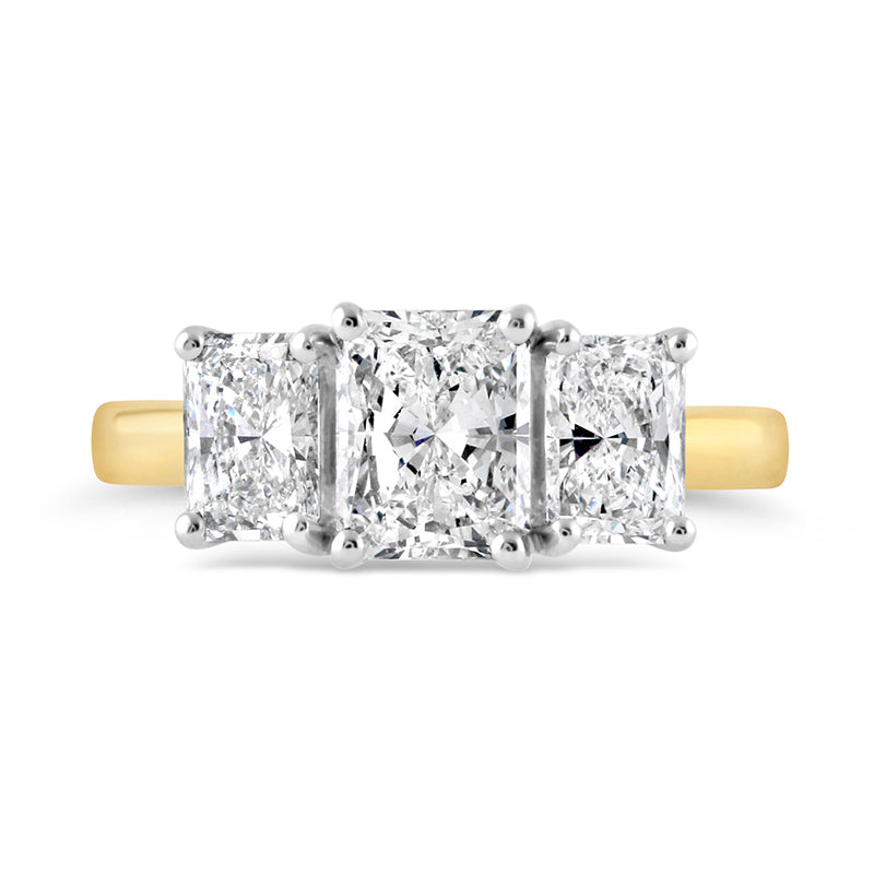 Radiant Cut Diamond Three Stone Trilogy Ring 2.00ct