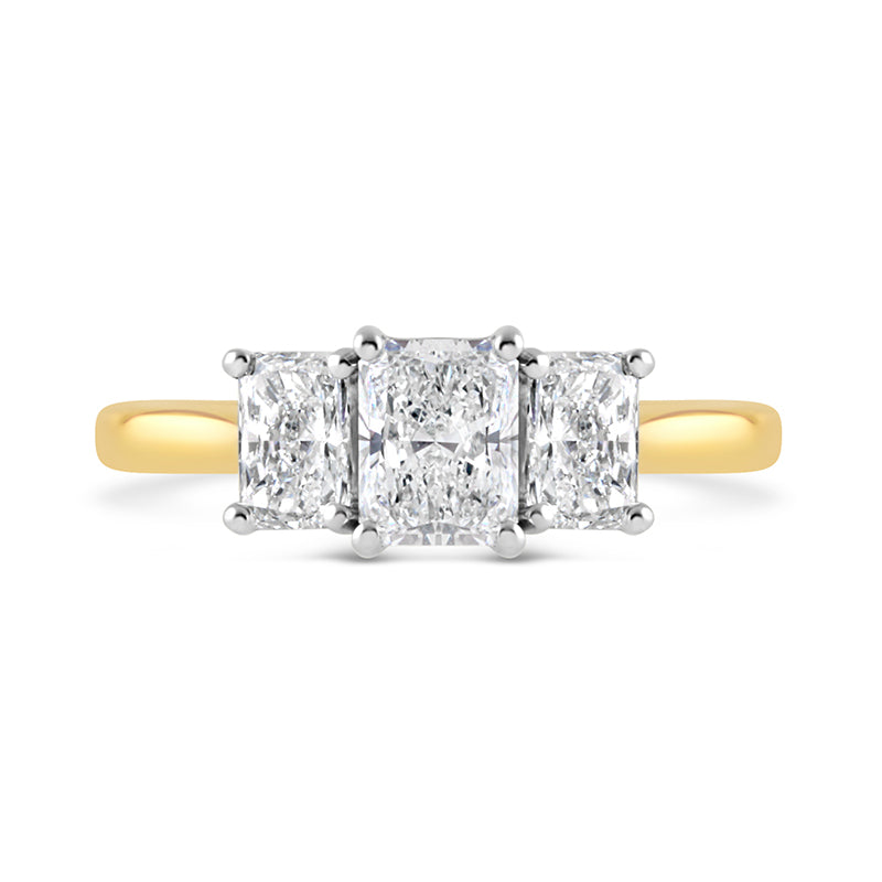 Radiant Cut Diamond Three Stone Trilogy Ring 1.25ct