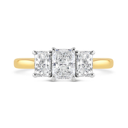 Radiant Cut Diamond Three Stone Trilogy Ring 1.25ct