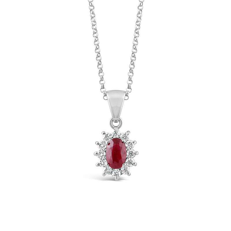 Ruby &amp; Diamond Cluster Pendant