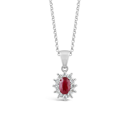 Ruby &amp; Diamond Cluster Pendant