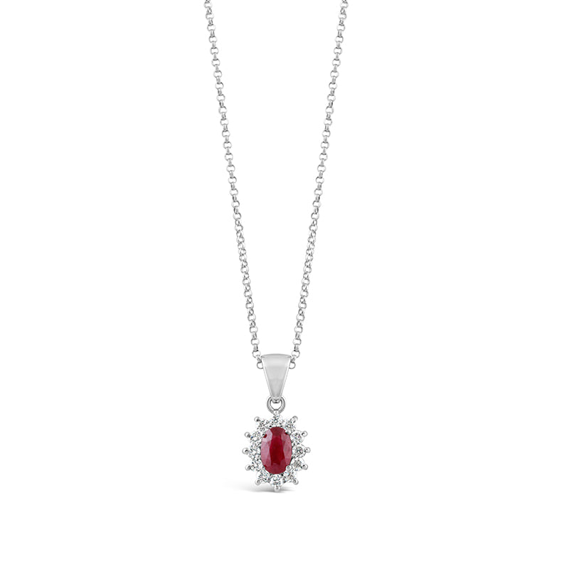 Ruby &amp; Diamond Cluster Pendant
