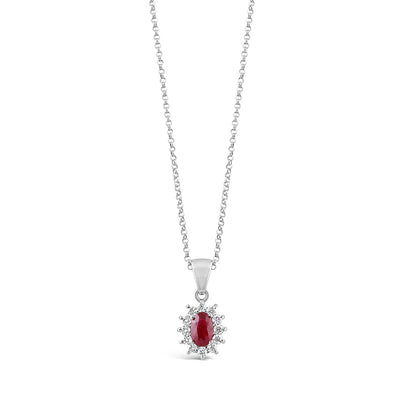 Ruby &amp; Diamond Cluster Pendant