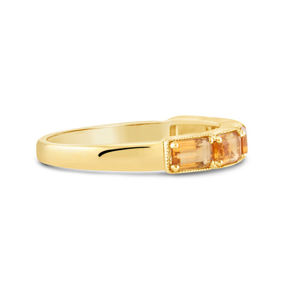 Baguette Cut Citrine 5 Stone Ring