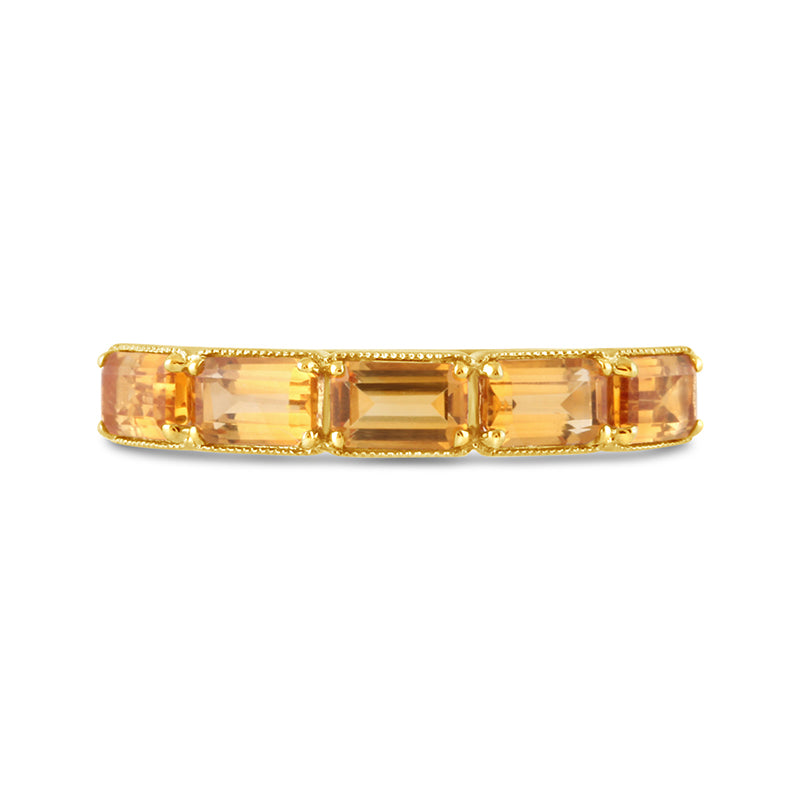 Baguette Cut Citrine 5 Stone Ring