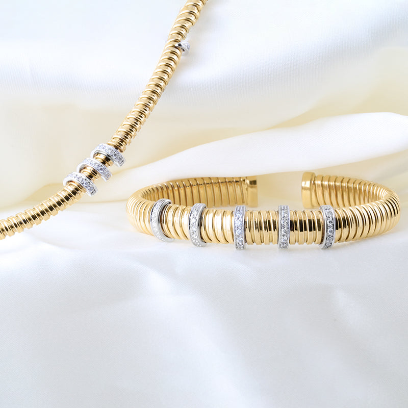 Gold &amp; Diamond Tubogas Necklace