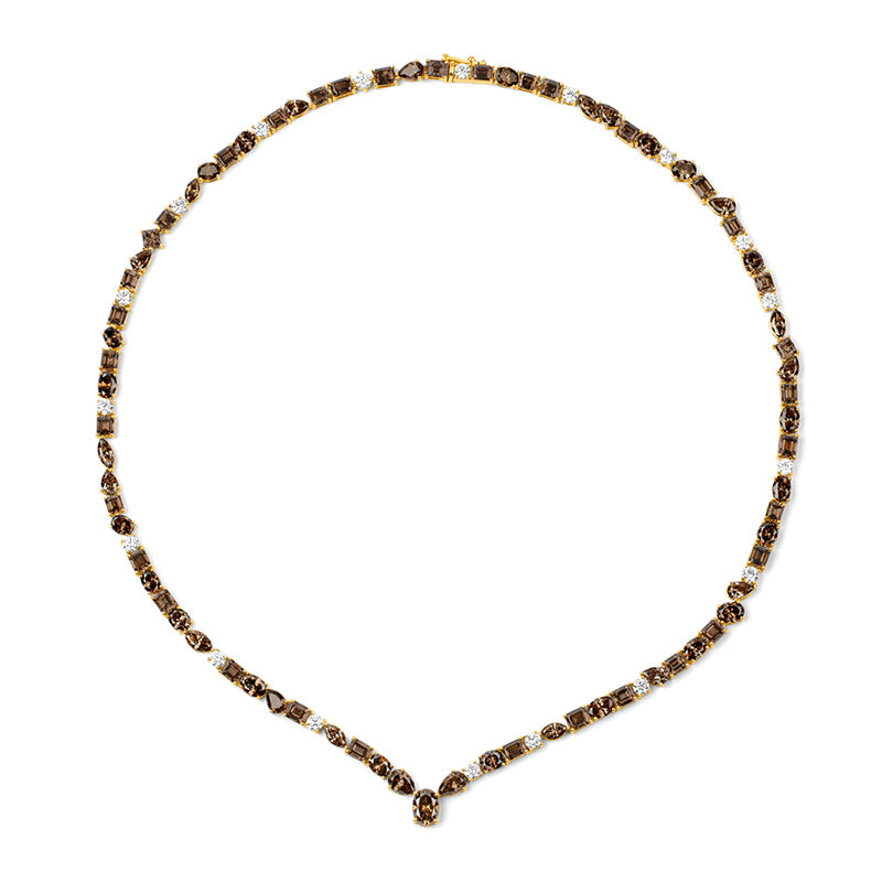 18ct Yellow Gold Multi-Cut Cognac Diamond Necklace