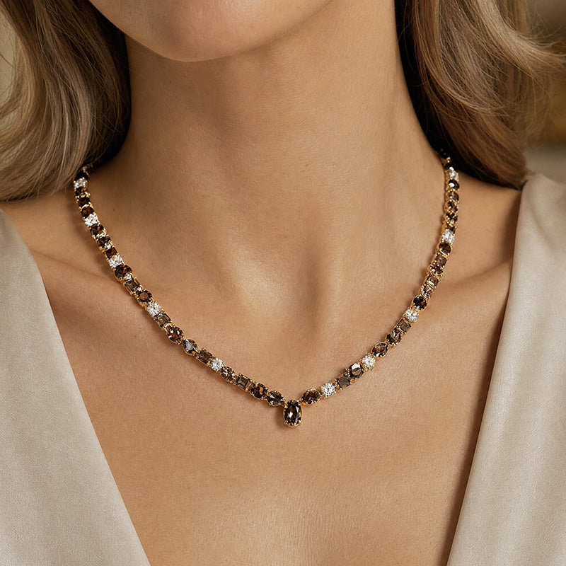 18ct Yellow Gold Multi-Cut Cognac Diamond Necklace