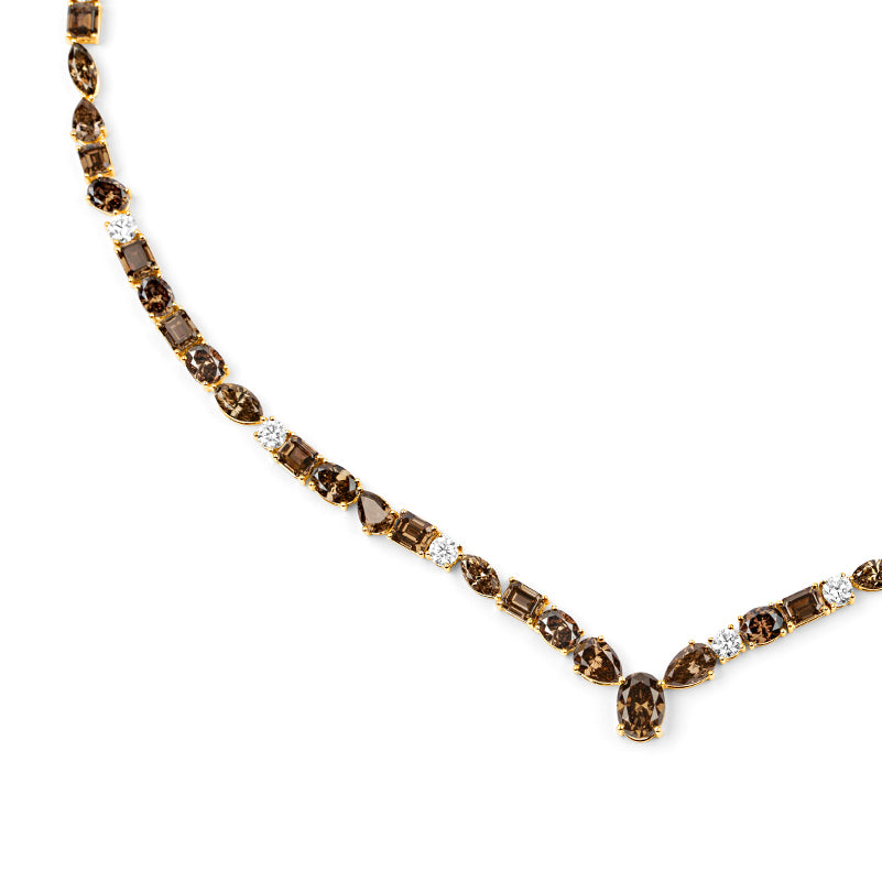 18ct Yellow Gold Multi-Cut Cognac Diamond Necklace