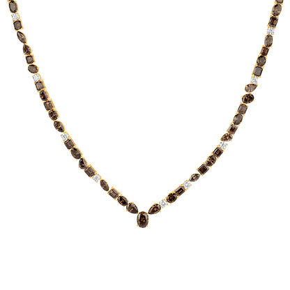 18ct Yellow Gold Multi-Cut Cognac Diamond Necklace
