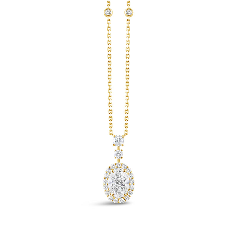 Oval Diamond Halo Drop Pendant 2.93ct