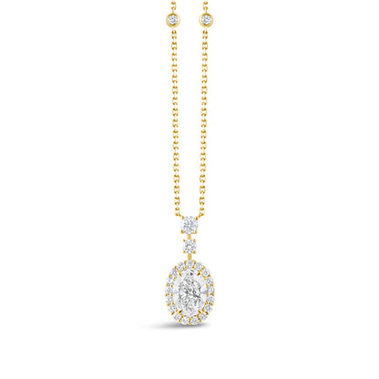 Oval Diamond Halo Drop Pendant 2.93ct