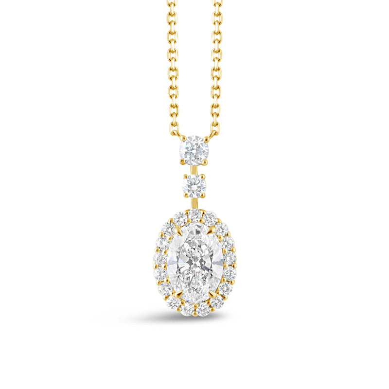 Oval Diamond Halo Drop Pendant 2.93ct