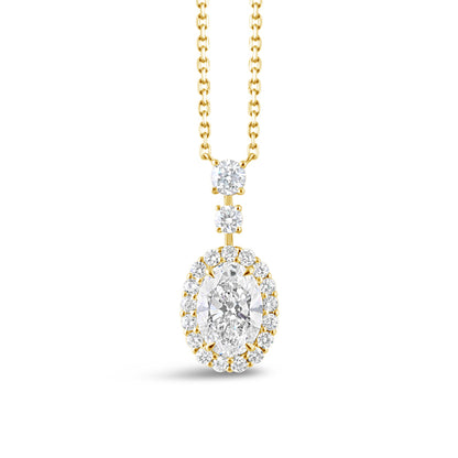 Oval Diamond Halo Drop Pendant 2.93ct