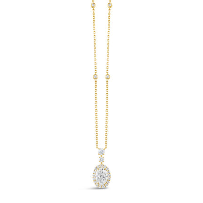 Oval Diamond Halo Drop Pendant 2.93ct