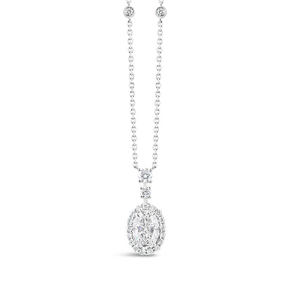 Oval Diamond Halo Drop Pendant 2.99ct